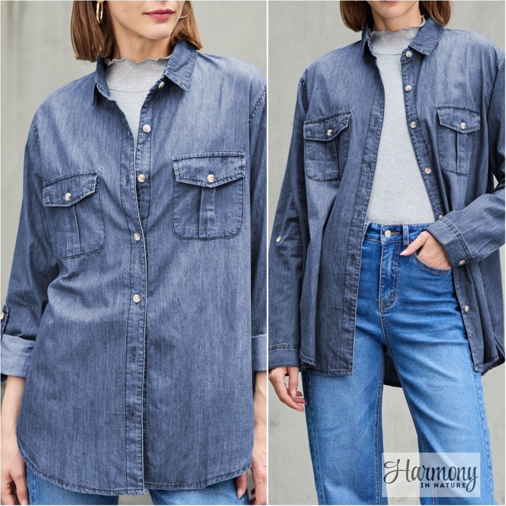 Denim Daydream Buttoned Shirt - Navy